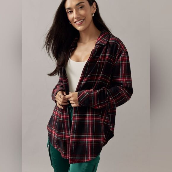 Francesca's Dianna Christmas Plaid Button Down Top Size XL - Picture 12 of 12